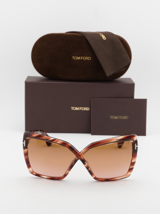 Tom Ford Fiore FT1195 54F Cat Eye Sunglasses – Red Havana/Brown Gradient main image 7